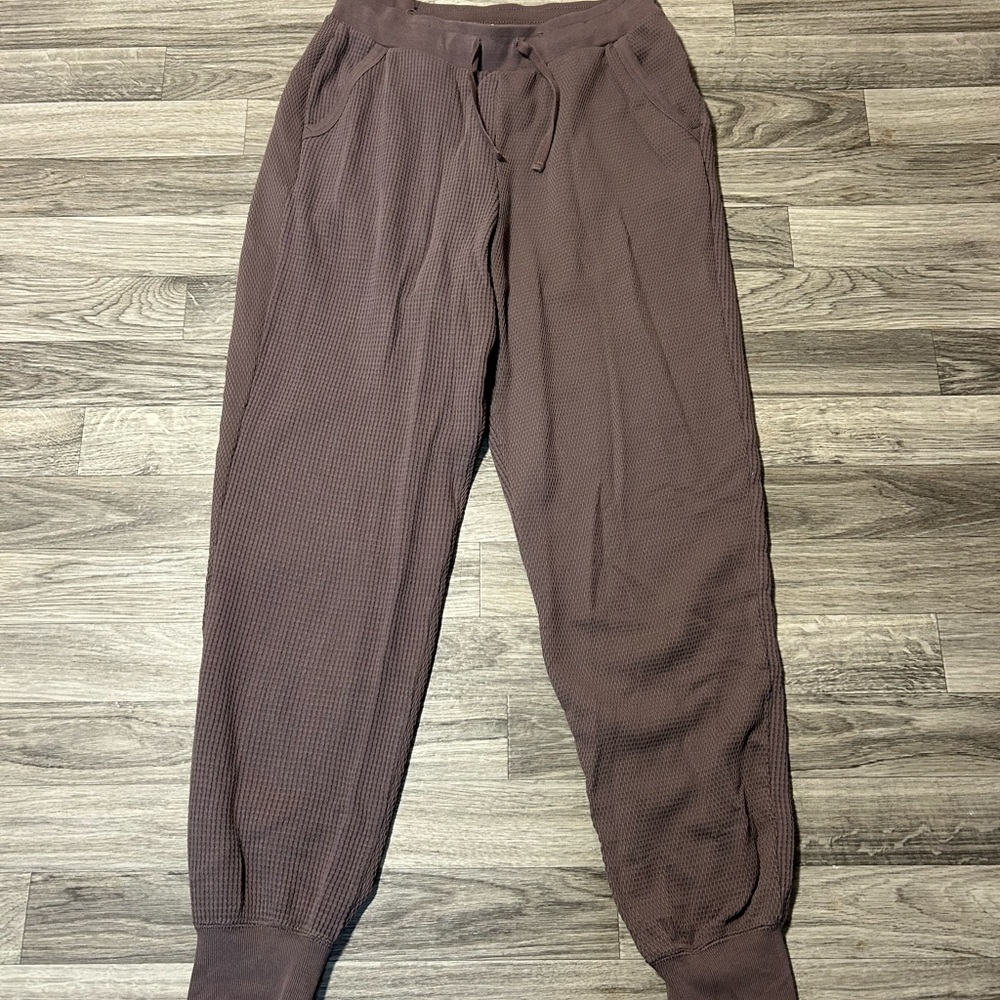 Purple Track Pants with Elastic Waistband and Cuffs